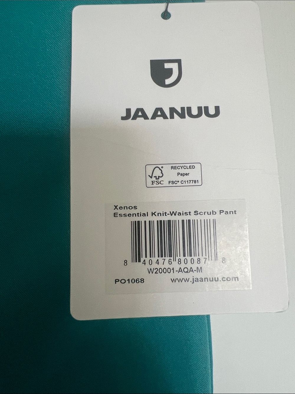 Jaanuu Xenos Knit-Waist Scrub Pant in Teal- M regular Womens